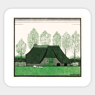 Farmhouse with thatched roof (1919) by Julie de Graag (1877-1924) Sticker